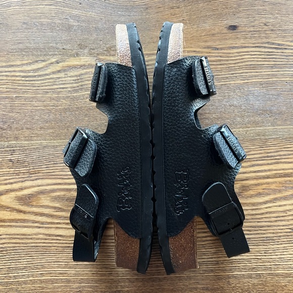 Birki’s/Birkenstock Milano Black Pebbled Leather Sandal EU 38.5 medium/narrow - Picture 3 of 7
